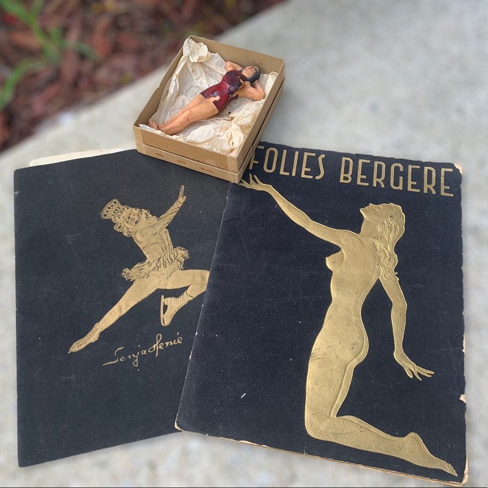 Vintage 1940’s 1950’s Folies Bergere Paris souvenir book & rubber pinup girl